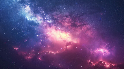 Fototapeta premium Fantasy Starry Night Sky in Blue and Purple A Magical Journey Through Celestial Colors and Dreamlike Landscapes