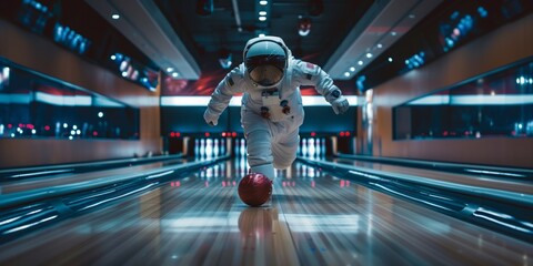 astronaut playing bowling .Generative AI