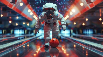 astronaut playing bowling .Generative AI