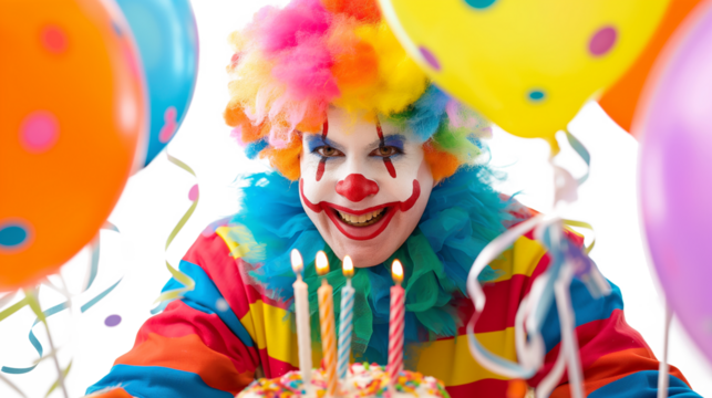 Clown Birthday Party isolated on a transparent background