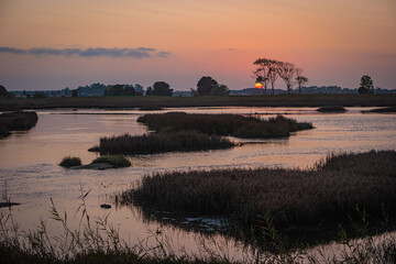 View of sunset on Ria de Aveiro, Ovar, Portugal