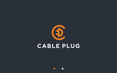 letter c with plug logo design vector silhouette illustration