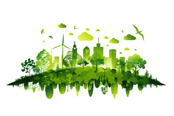Green eco city illustration