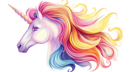 Colorful Unicorn Head isolated on a transparent background