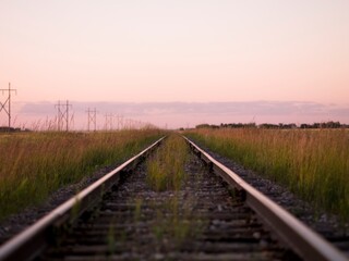 Obraz premium Railroad Tracks, Manitoba, Canada