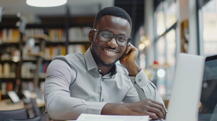 Obraz premium Visualizing a portrait of a young smiling and success