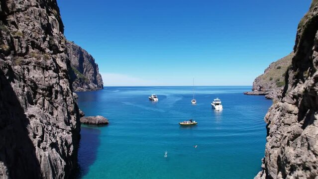 Group of Boats Floating on Sa Calobra, Palma De Mallorca