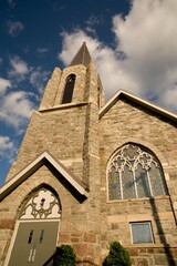 Obraz premium Lake Of The Woods, Kenora, Ontario, Canada; Church Spire Rising Into The Air