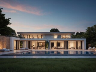 Fototapeta premium Modern residential district with green roof and balcony generated by AI
