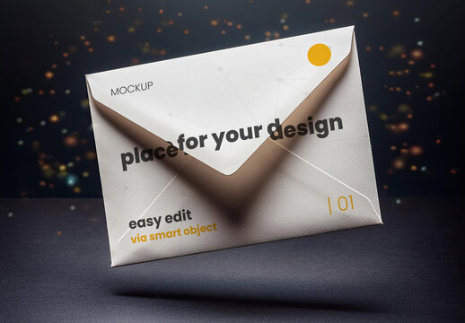 Envelope Floating Elegant Mockup 02 Generative Ai