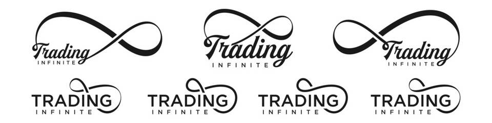 trading Infinity logo design, wordmark trading with Infinity icon combination, vector illustration