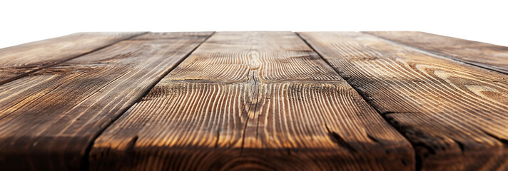 Empty wooden tabletop isolated on a transparent background