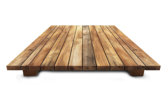 Empty wooden tabletop isolated on a transparent background