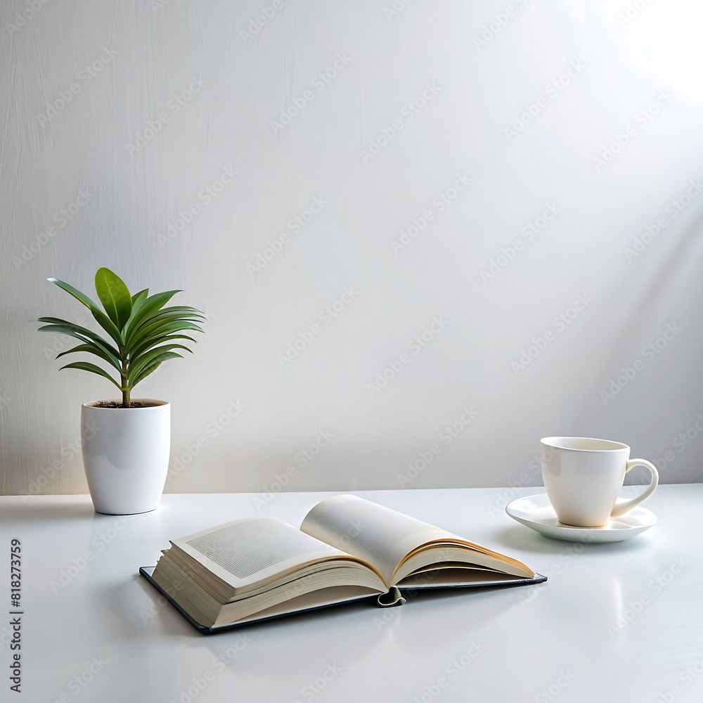 Wall mural book and cup of coffee