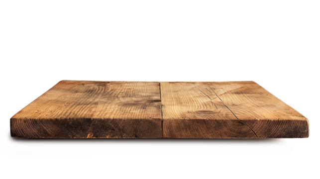 Empty wooden tabletop isolated on a transparent background