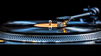 A record player with a needle on a record