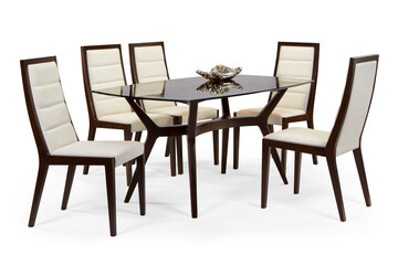classic dining table isolated on white background . table and chair