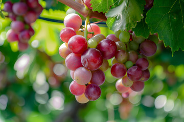 Grapes hanging from vine closeup