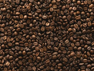 Obraz premium Coffee Bean Backgrounds Highresolution images of beans spread out to create seamless backgrounds
