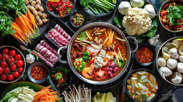 Thai Hot Pot  A communal hot pot with various meats and vegetables