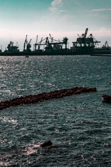 Port and industrial zone in Taranto, Apulia, Italy