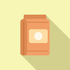 Illustration of a simple flat design book icon with a shadow, on a dualtone pastel background