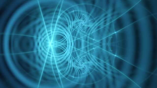 Intersecting fractal wavelengths of glowing blue crossover, futuristic technology pattern lines in dynamic motion