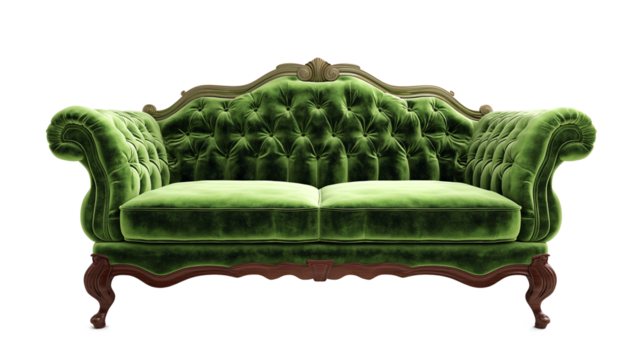 Green Vintage sofa isolated on a white background