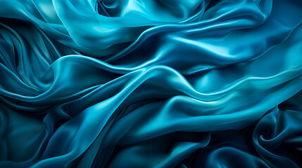 Obraz premium Vivid turquoise silk fabric draped elegantly in bright studio lighting