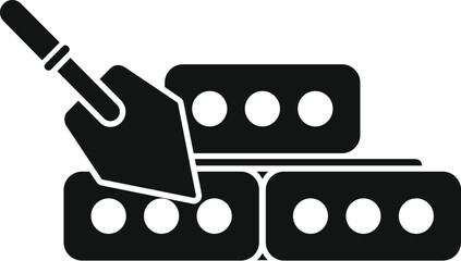 Silhouette icon of a trowel laying bricks, representing construction and building concepts