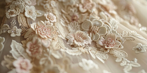 Detailed view of a dress adorned with vibrant flowers in close-up shot