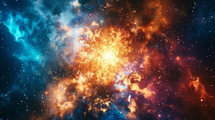 Fototapeta premium powerful cosmic energy explosion nebula and quantum mechanics fusion abstract scifi background