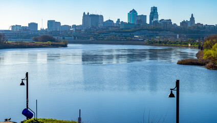 Kansas City Missouri Skyline from Kaw Point in Early Morning