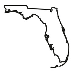 White solid outline of the state of Florida