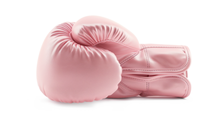 Pink boxing glove in punching isolated on a transparent background