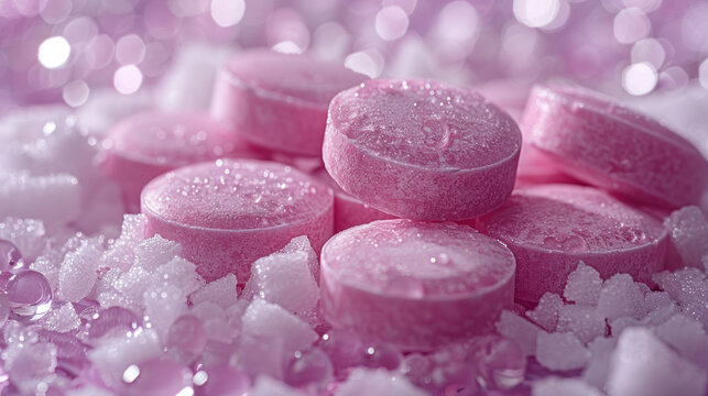 Pink ecstasy pills and crystals