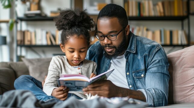 Parent helping their child with reading homework at a cozy nook