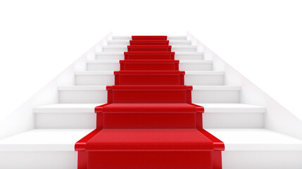 Red carpet white stairs realistic isolated on a transparent background