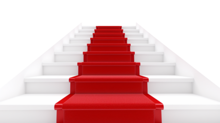 Red carpet white stairs realistic isolated on a transparent background