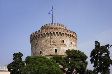 Close up of the White Tower in Thessaloniki - Greece