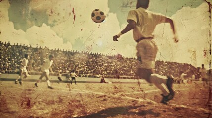 Vintage Style Poster of Iconic Soccer Goal Moment with Retro Filter for Sports Enthusiasts