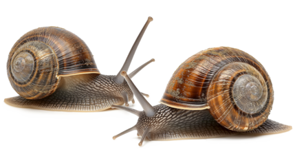 Snail, many angles, and view portrait side back head shot isolated on a transparent background