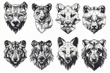 set of polygon animals for trendy tattoo or design (3)