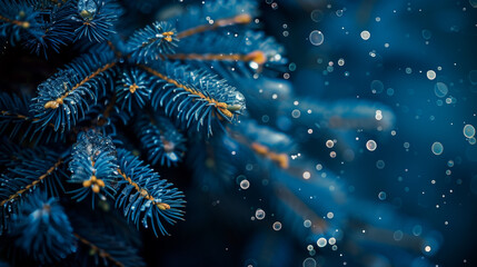 Close-Up of Pine Tree With Water Droplets