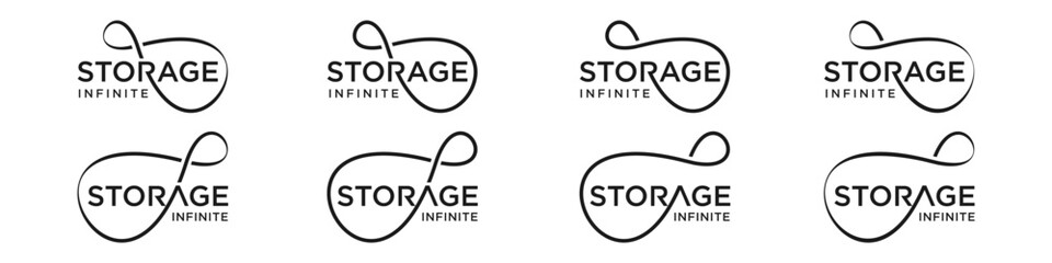 storage Infinity logo design, wordmark storage with Infinity icon combination, vector illustration