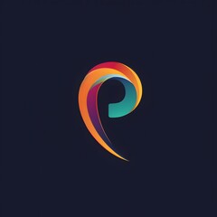 P, flat colorful logo, Generative AI