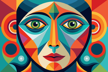 Fototapeta premium Vector colorful woman face art illustration 