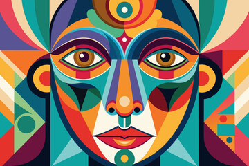Fototapeta premium Vector colorful woman face art illustration 