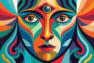 Fototapeta premium Vector colorful woman face art illustration 