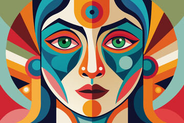 Obraz premium Vector colorful woman face art illustration 